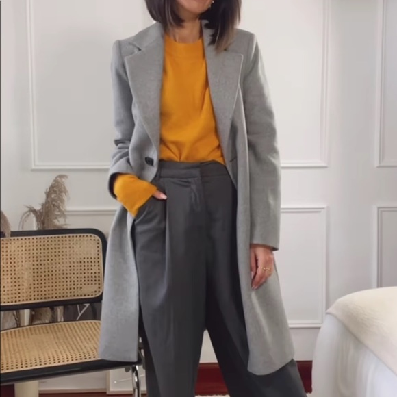 ZARA GREY TAILORED BUTTON WOOL COAT SIZE XS ARITZIA MAXMARA - Picture 5 of 6